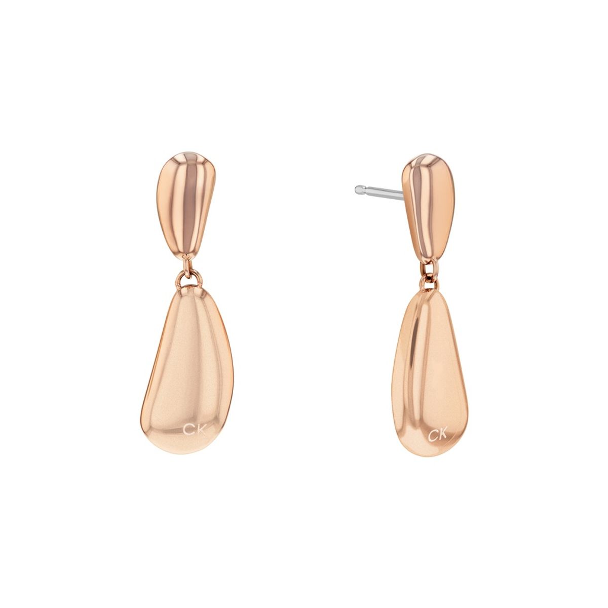 CALVIN KLEIN - Aretes de acero inoxidable oro rosa