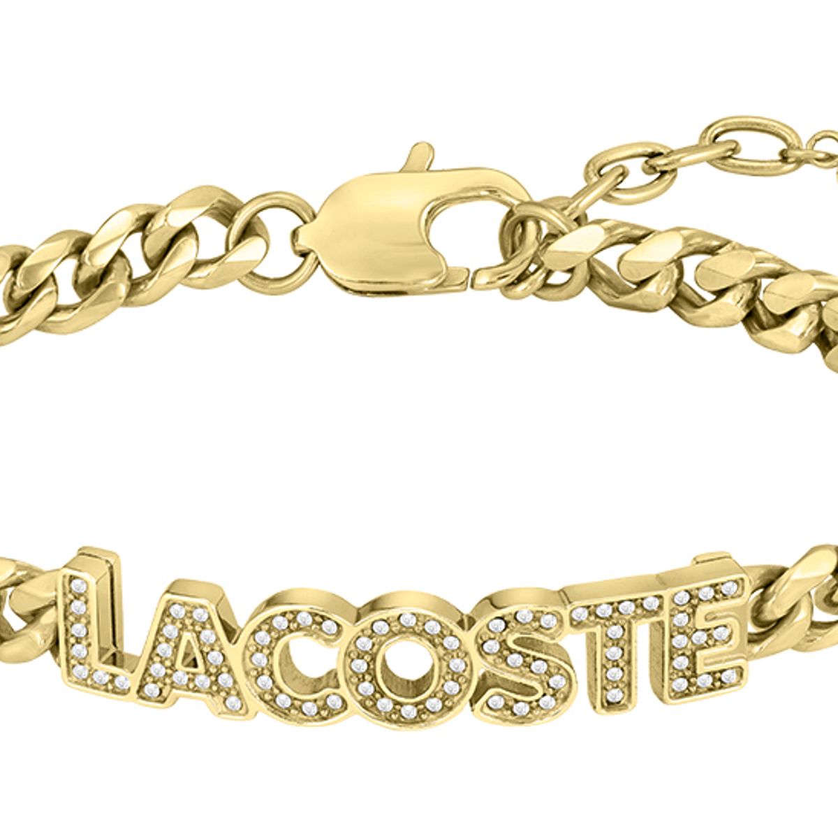LACOSTE - Pulsera de acero inoxidable plateado con dorado