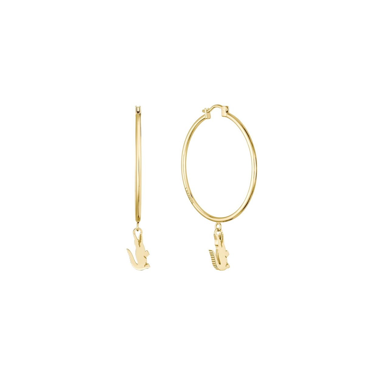 LACOSTE - Aretes dorados de acero inoxidable en forma de cocodrilo
