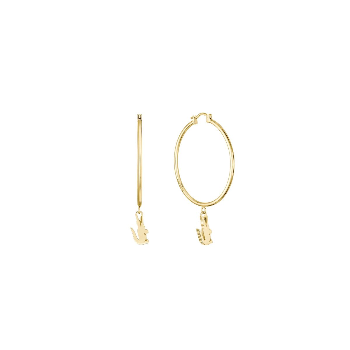 LACOSTE - Aretes dorados de acero inoxidable en forma de cocodrilo