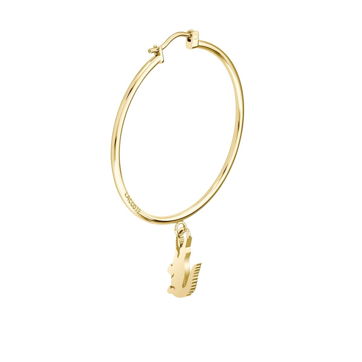 LACOSTE - Aretes dorados de acero inoxidable en forma de cocodrilo