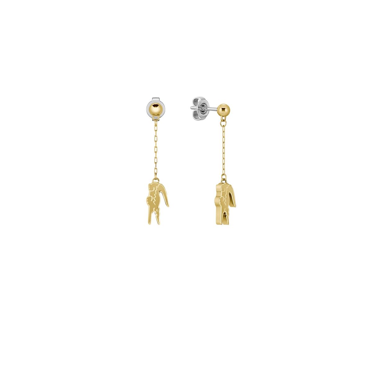 LACOSTE - Aretes dorados de acero inoxidable en forma de cocodrilo