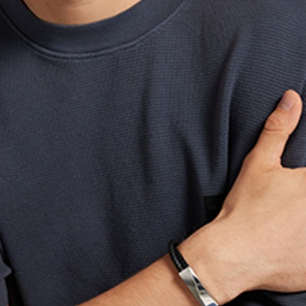 CALVIN KLEIN - Pulsera de acero inoxidable y cuero negro