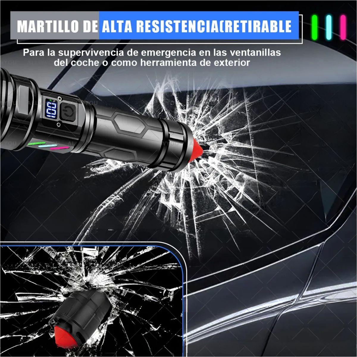 GENERICO - Linterna Recargable 3000lm Tipo C Power Bank 4 En 1