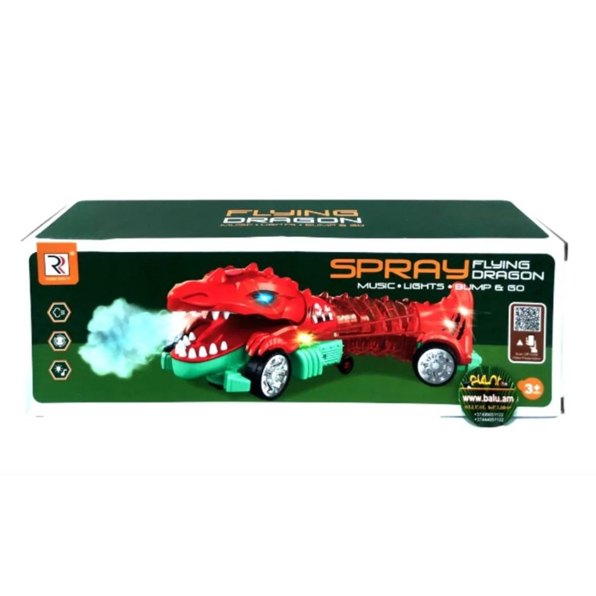 GENERICO - Carro Dragon A Rotación Para Niños Con Luz Sonido y Humo