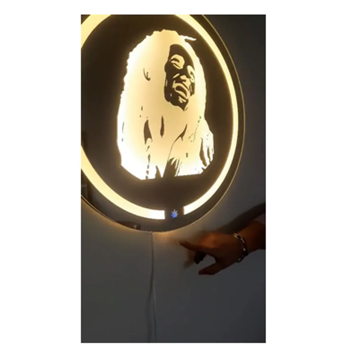 GENERICO - Espejo Bob Marley con Luz Led Calida 55 cm
