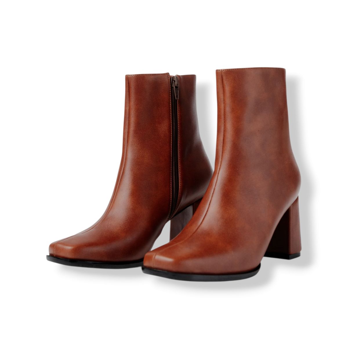 LB LIBBY CALZADOS Y ACCESORIOS - BOTINES PARA MUJER COLOR  CAMEL - PUNTA CUADRADA