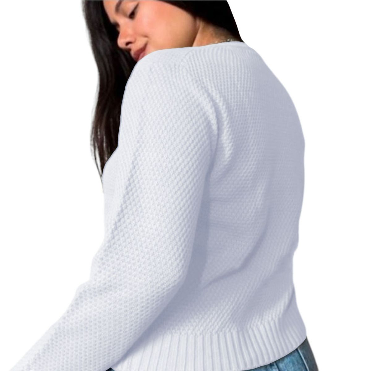 GENERICO - Chompa Mujer Hilo Botones Mlarga Melody 359G-24 Color Blanco