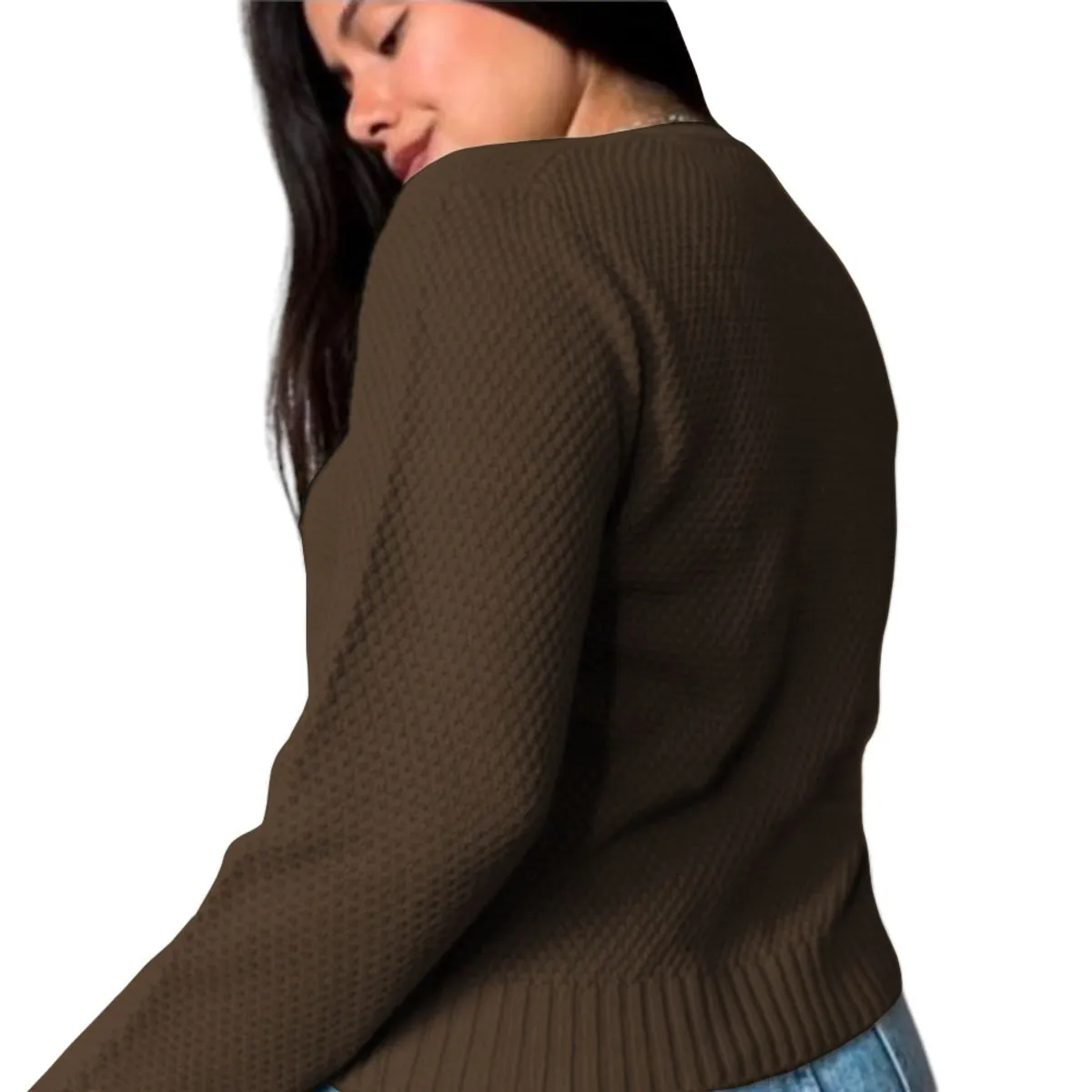 GENERICO - Chompa Mujer Hilo Botones Mlarga Melody 359G-24 Color Marron