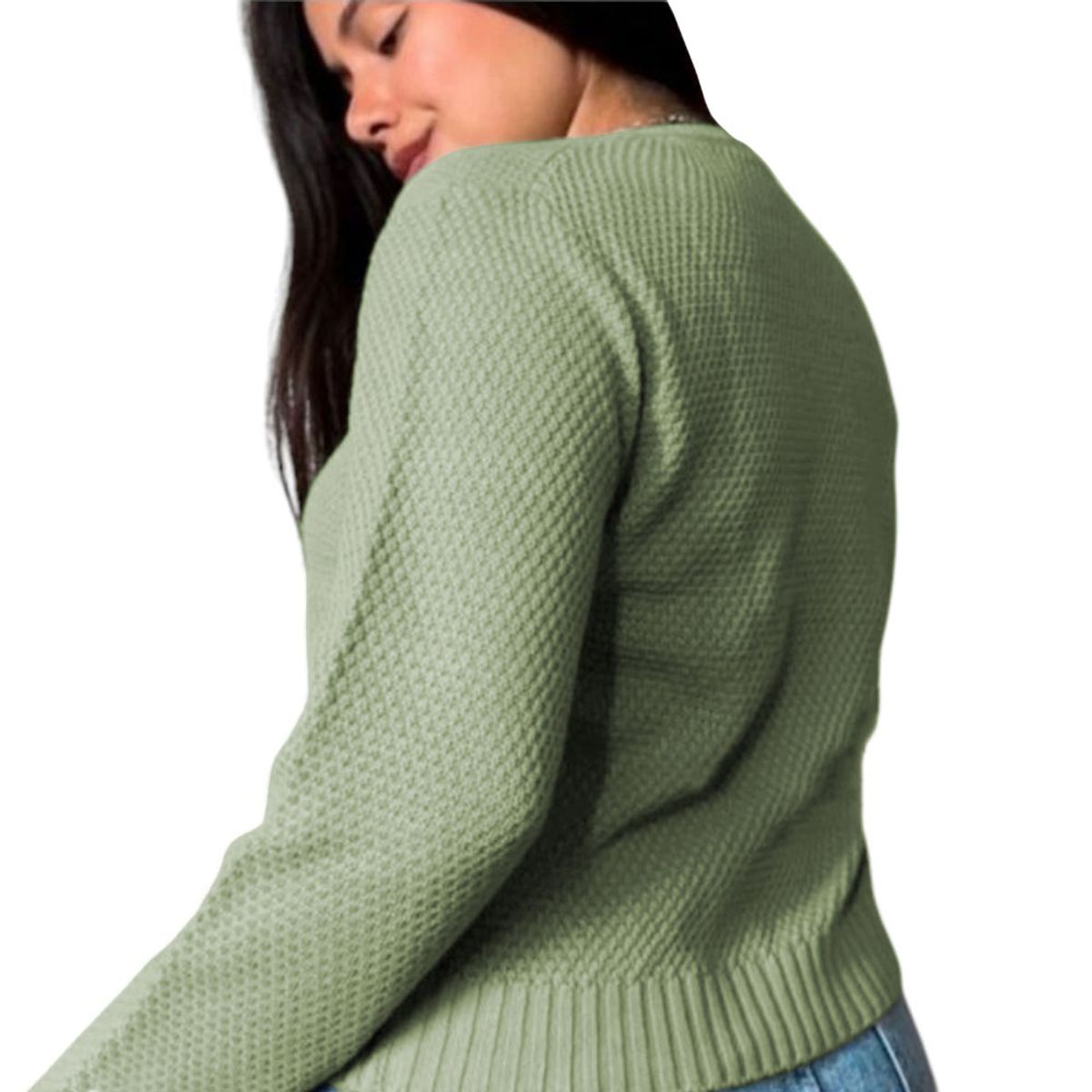 GENERICO - Chompa Mujer Hilo Botones Mlarga Melody 359G-24 Color Verde