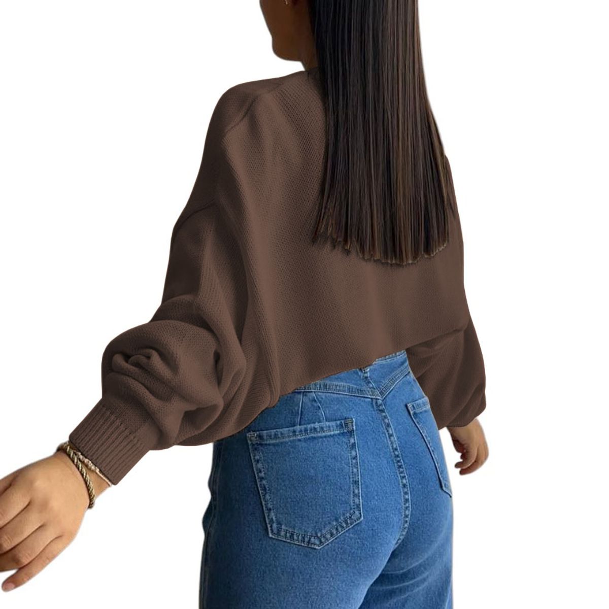 GENERICO - Sueter Mujer Hilo Cerada Mlarga 359G-25 Color Marron