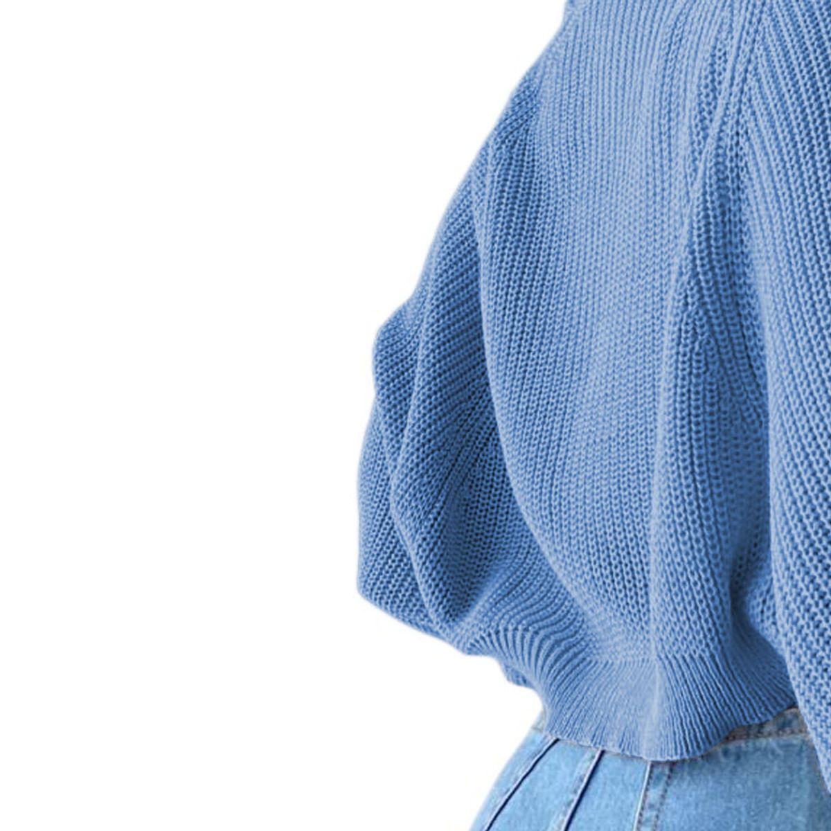 GENERICO - Sueter Mujer Hilo Mlarga Abierto 359G-21 Color Celeste