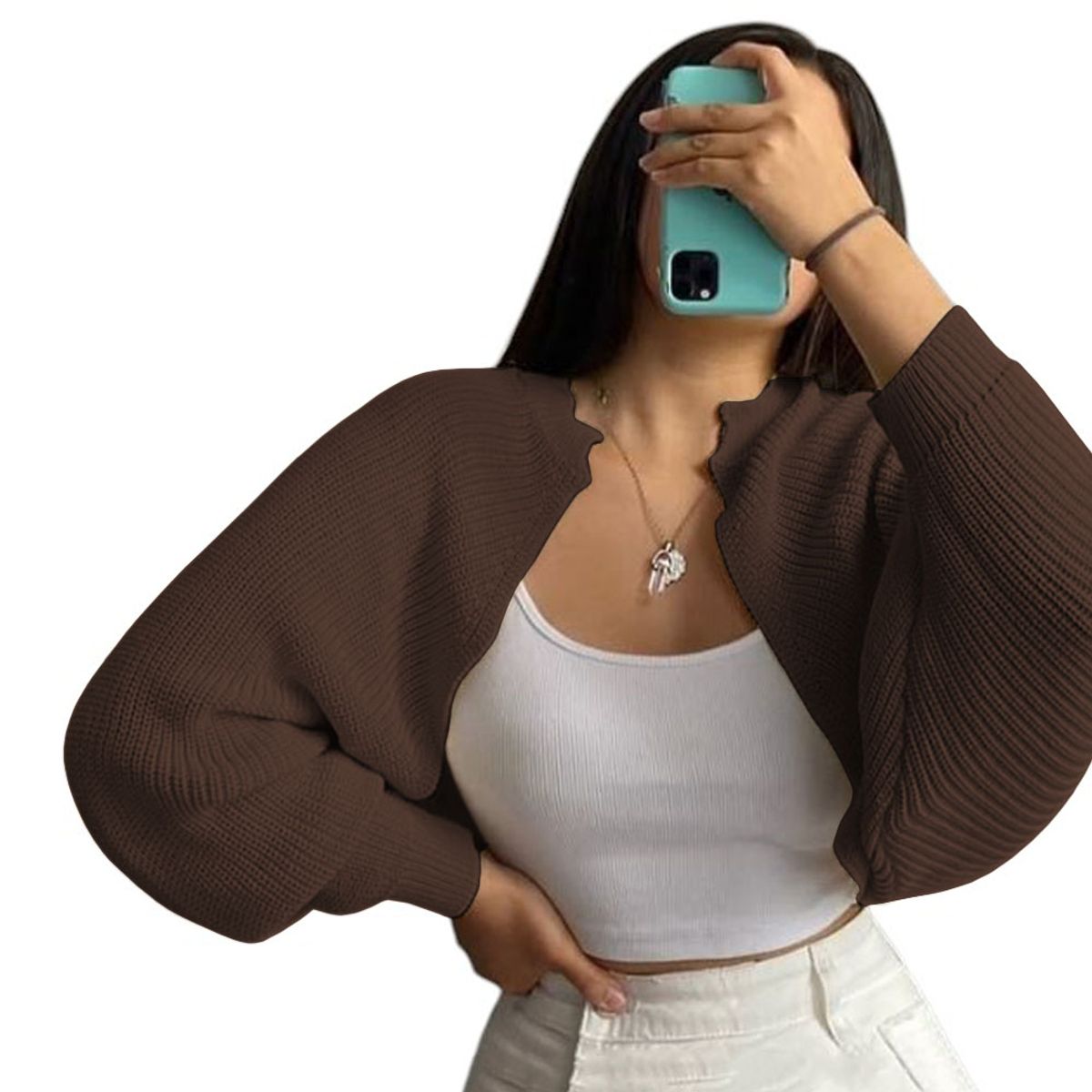 GENERICO - Sueter Mujer Hilo Mlarga Abierto 359G-21 Color Marron