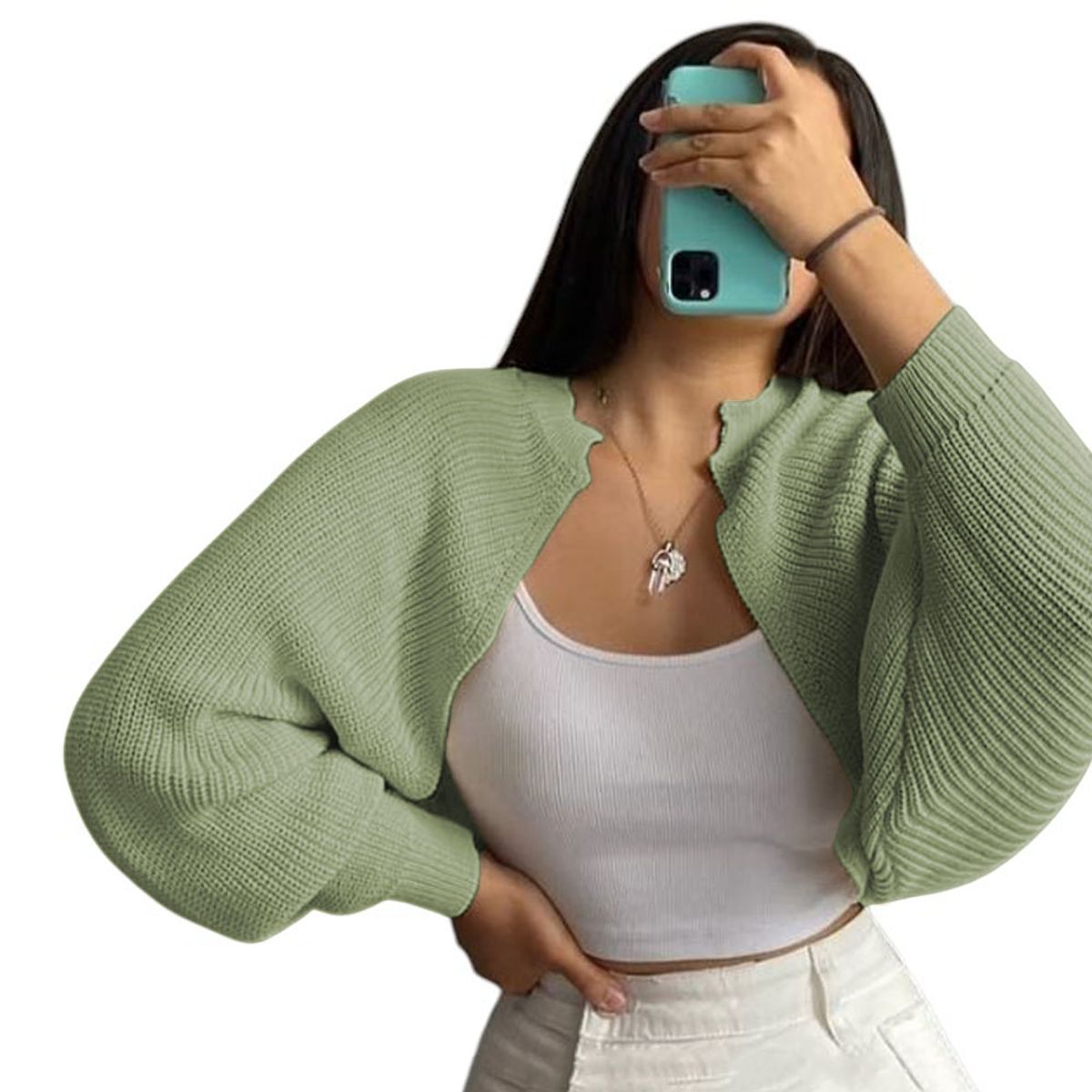 GENERICO - Sueter Mujer Hilo Mlarga Abierto 359G-21 Color Verde