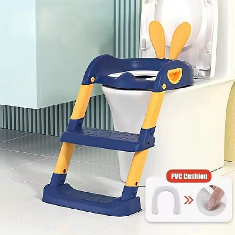 GENERICO - ASIENTO ESCALERA PARA INODORO CON OREJAS PLEGABLE AZUL