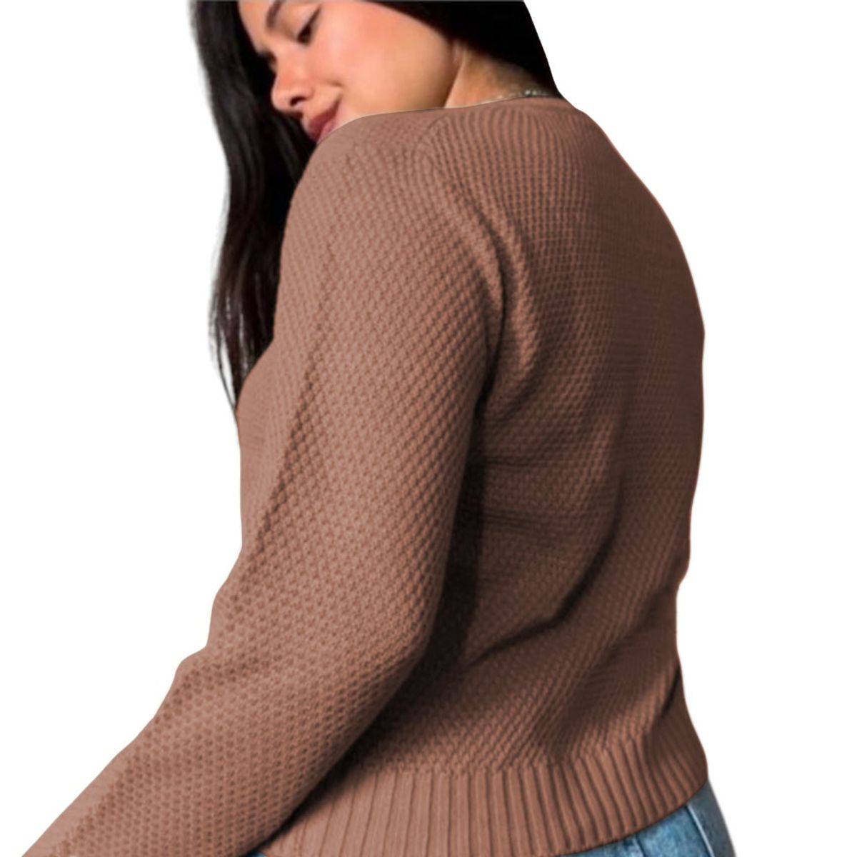 GENERICO - Chompa Mujer Hilo Botones Mlarga Melody 359G-24 Color Camello