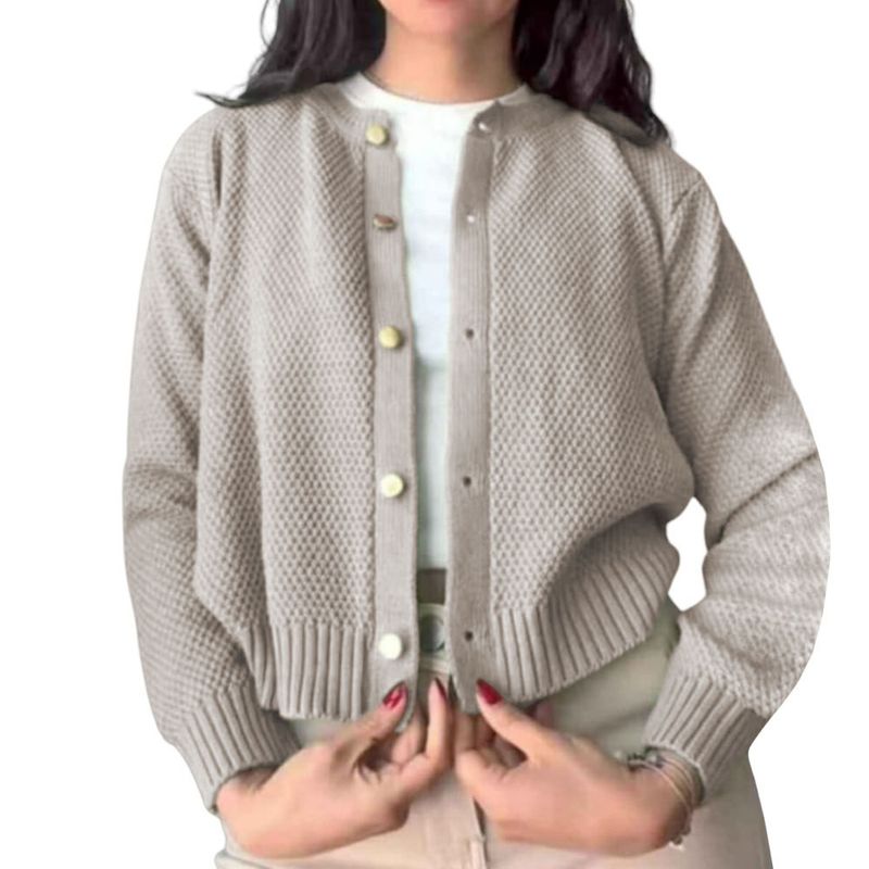 GENERICO - Chompa Mujer Hilo Botones Mlarga Melody 359G-24 Color Hueso