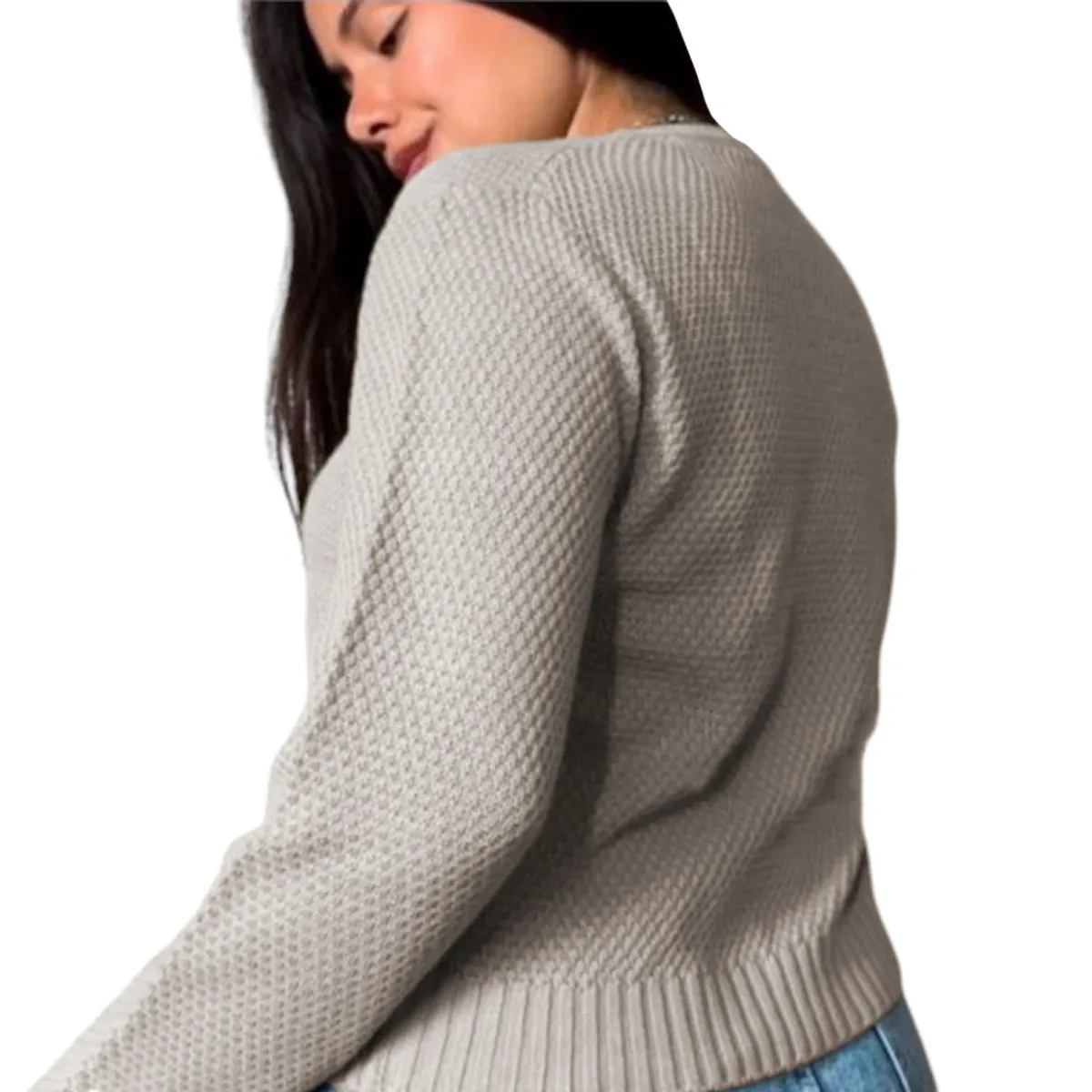 GENERICO - Chompa Mujer Hilo Botones Mlarga Melody 359G-24 Color Hueso