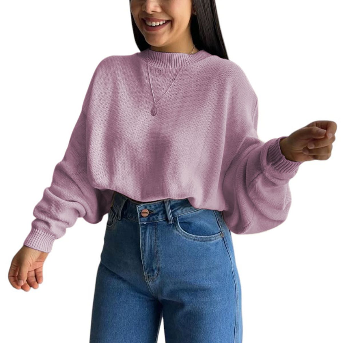 GENERICO - Sueter Mujer Hilo Cerada Mlarga 359G-25 Color Rosa Bebe