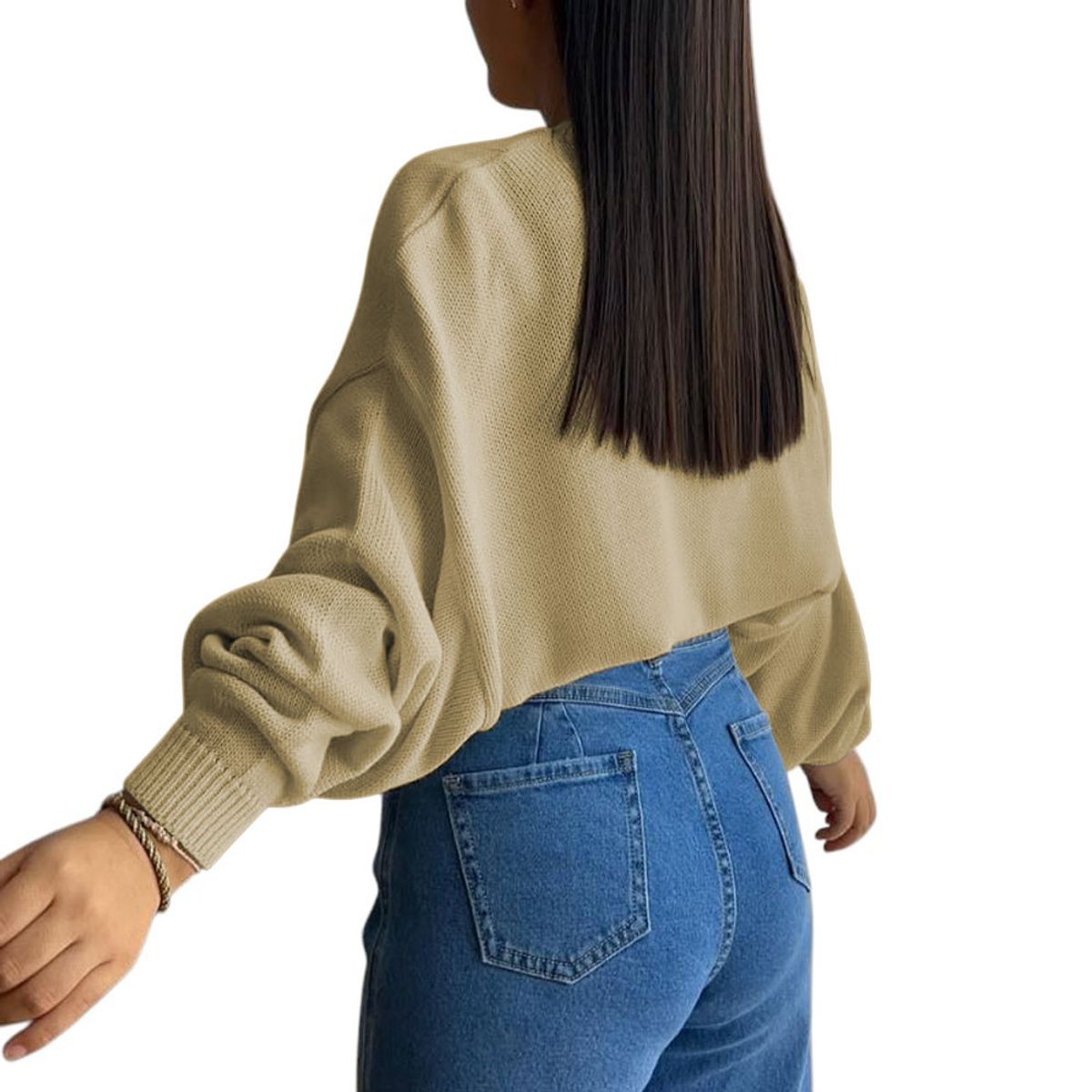 GENERICO - Sueter Mujer Hilo Cerada Mlarga 359G-25 Color Vainila