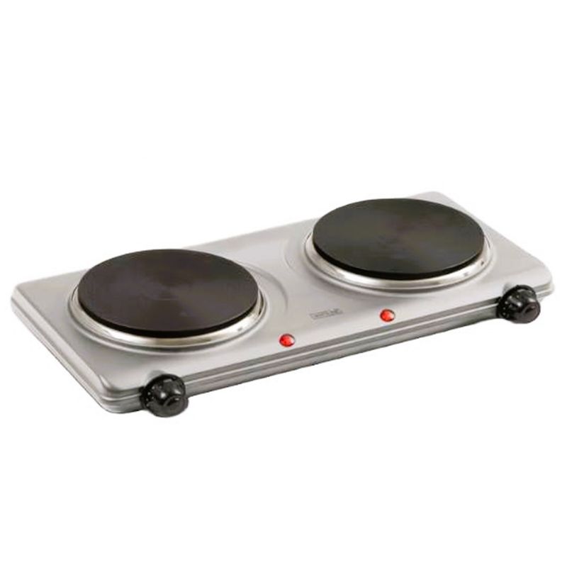 WHITELINE - Cocina Eléctrica de 2 hornillas Portátil Encimera Whiteline