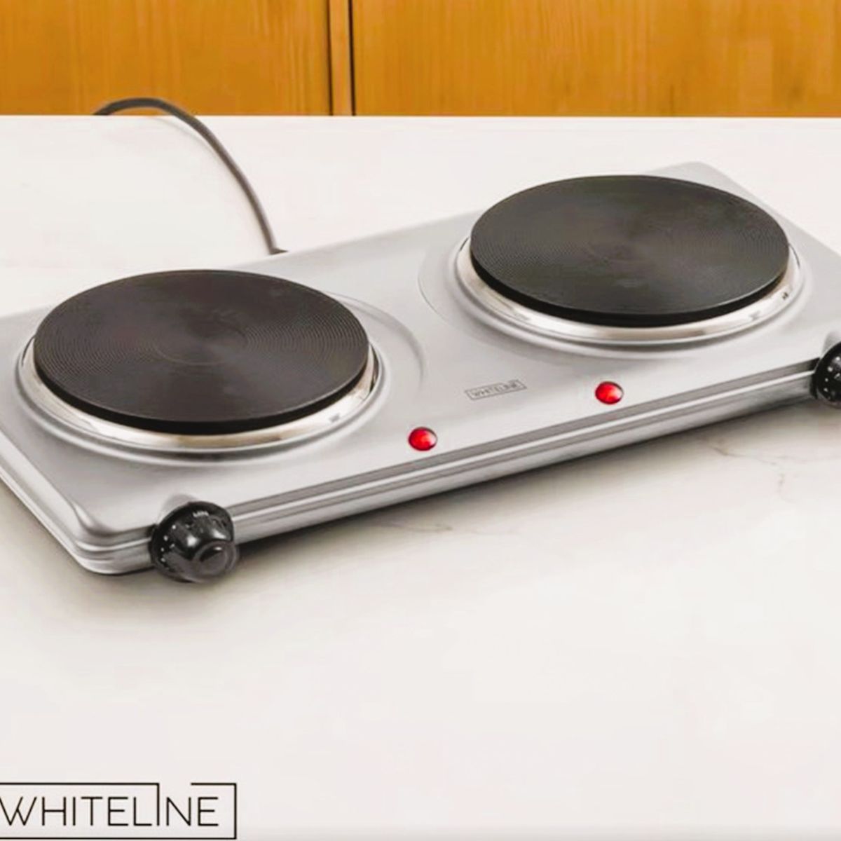 WHITELINE - Cocina Eléctrica de 2 hornillas Portátil Encimera Whiteline