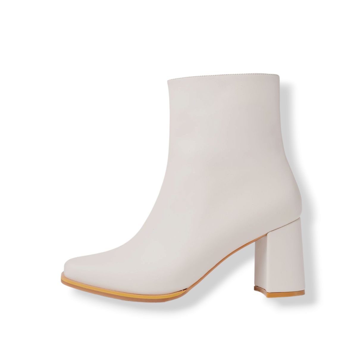 LB LIBBY CALZADOS Y ACCESORIOS - BOTINES PARA MUJER COLOR HUESO - PUNTA CUADRADA TACO 7