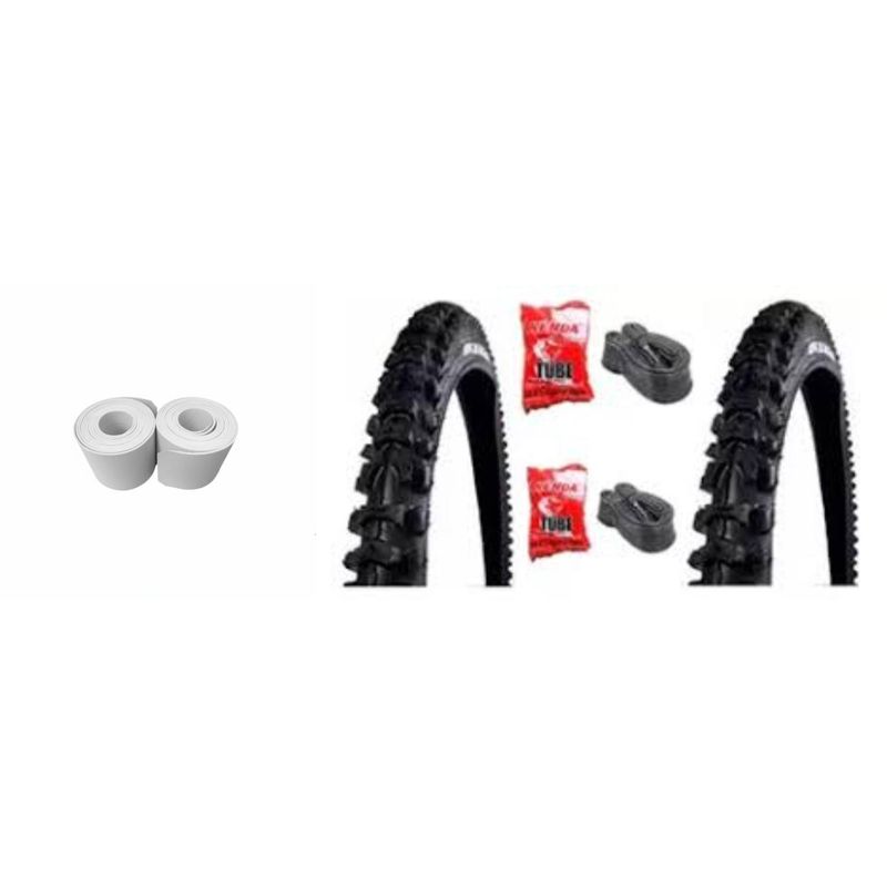 KENDA - 2 LLANTAS KENDA + CÁMARAS + BANDAS ANTIÍNCHAZOS BICICLETA