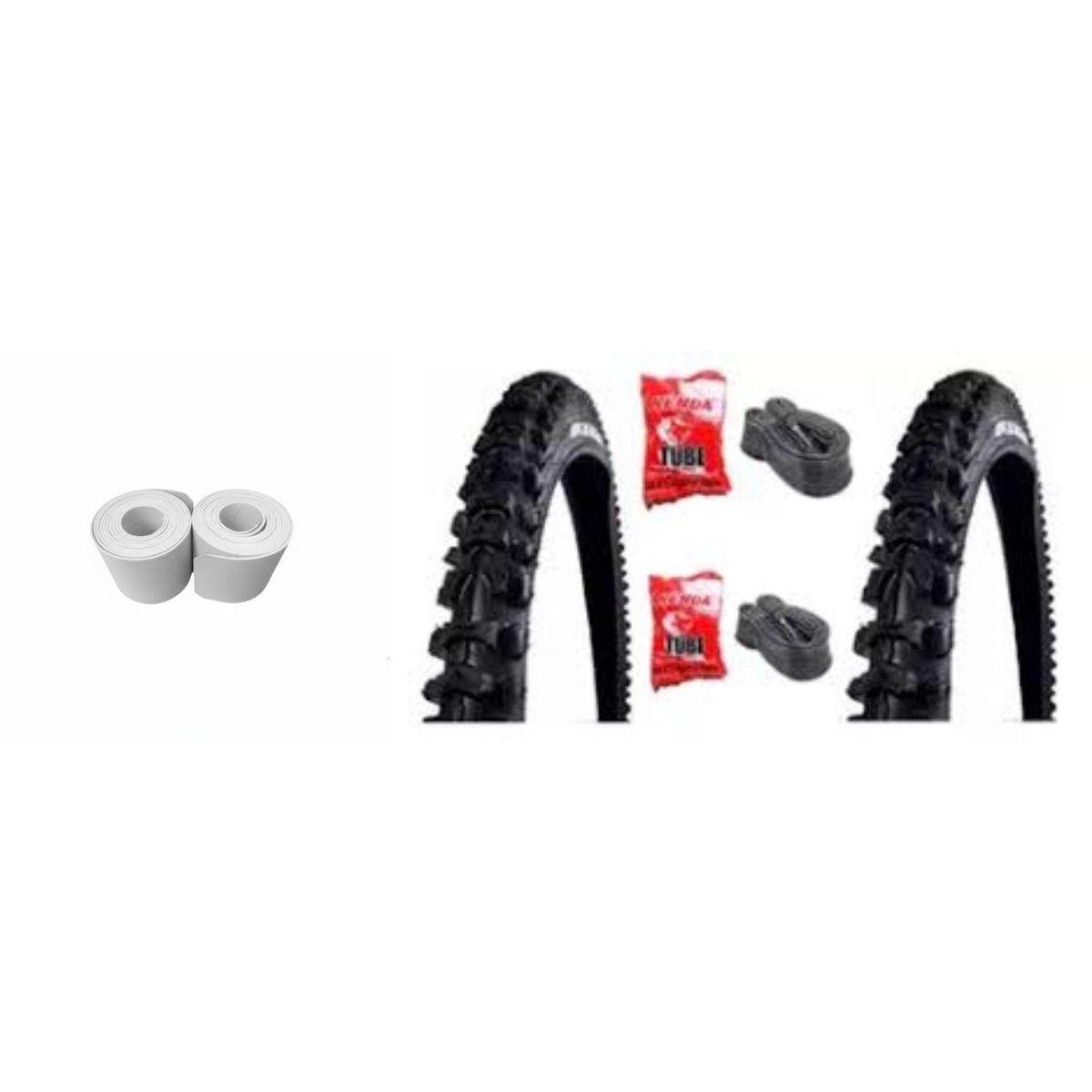 KENDA - 2LLANTAS KENDA+CAMARAS+BANDAS ANTIPINCHAZOS ARO26