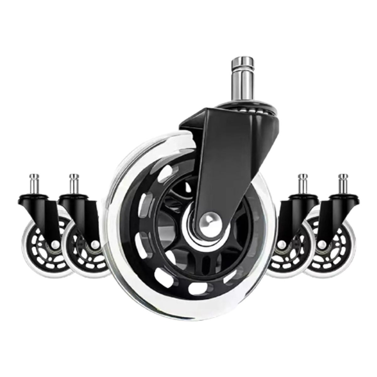QUICK - Pack 5 Ruedas De Silicona Para Sillas De Oficina  Gamer