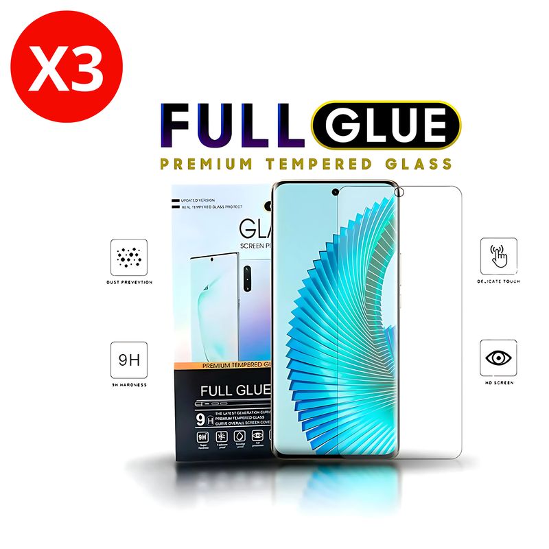 SHIELD - Pack x3 Mica Protector de Pantalla de Vidrio Full Glue para Samsung Galaxy S7 Edge