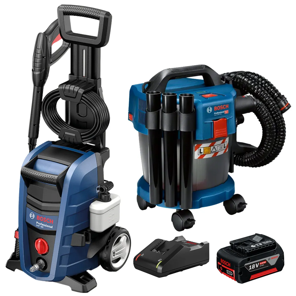BOSCH - COMBO Hidrolavadora Alta Presión 1800PSI GHP180 ASPIRADORA INALAMBRICA