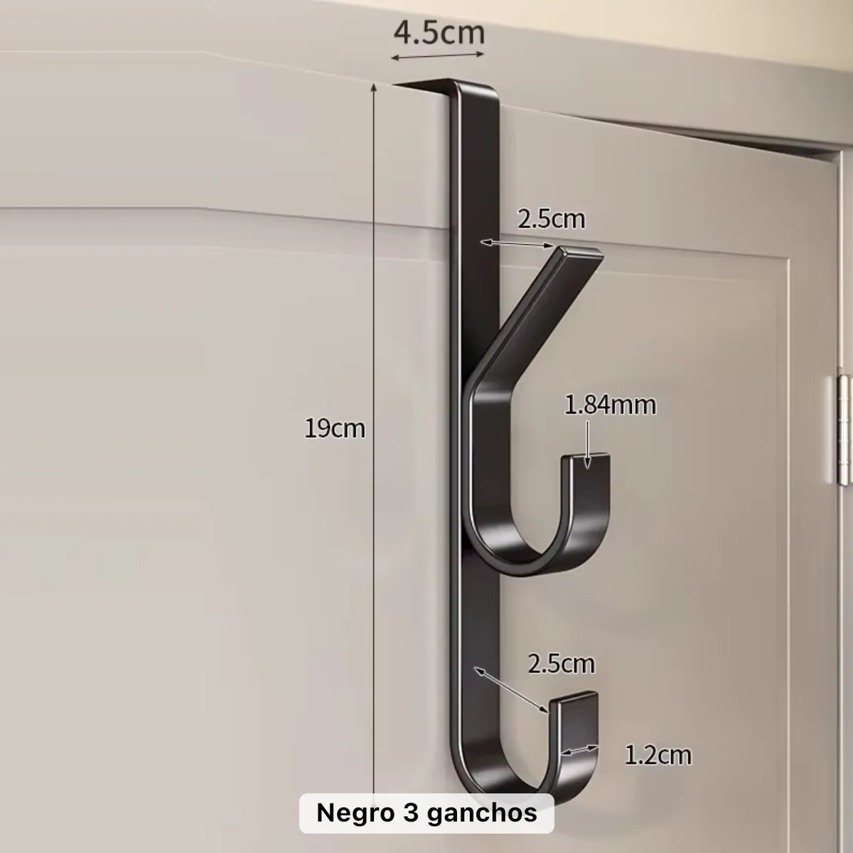 GENERICO - PACK 2 PERCHEROS PARA PUERTA DE 3 GANCHOS