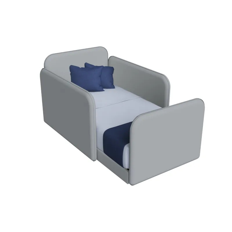 MUEBLES MACRUMO - Cama Montessori Tapizada Evolutiva Desarmable 2plz Gris Claro