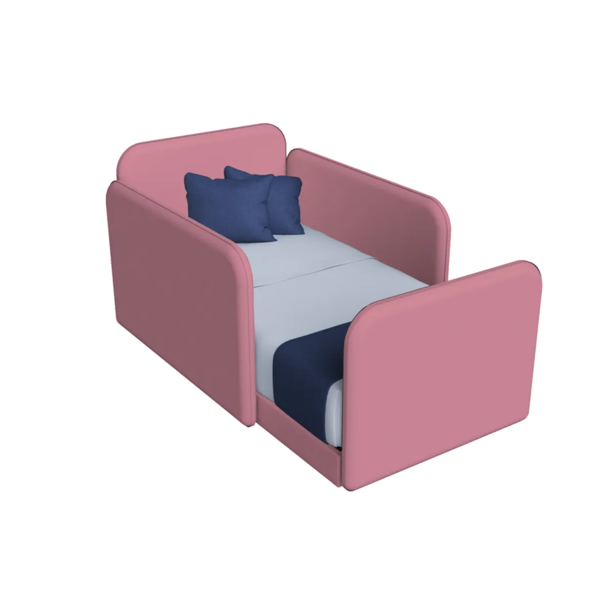 MUEBLES MACRUMO - Cama Montessori Tapizada Evolutiva Desarmable de 15plz Rosado