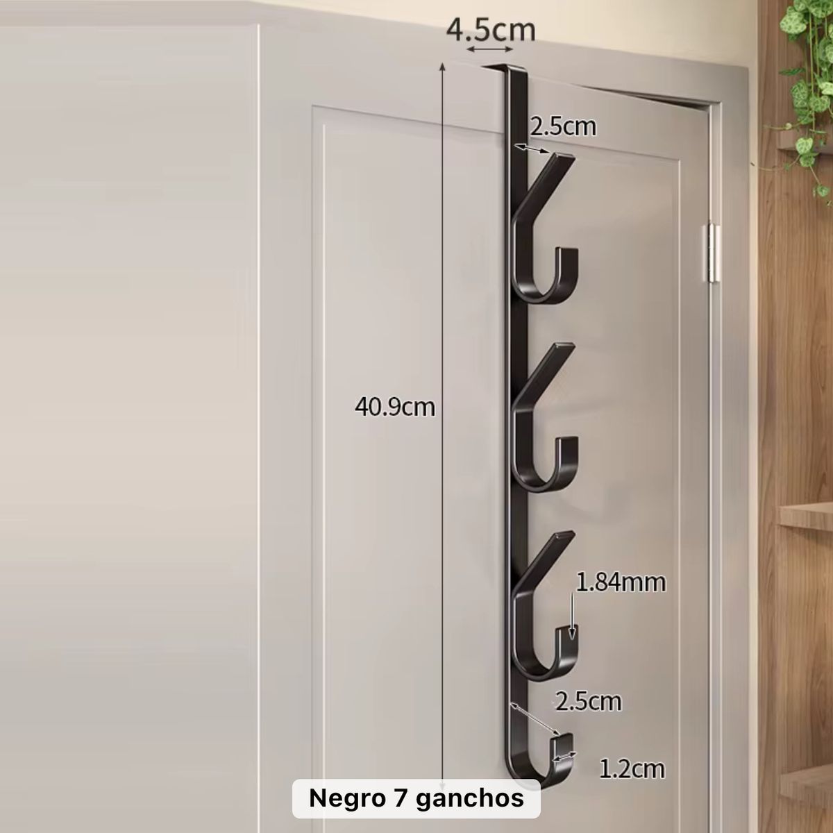 GENERICO - PACK 2 PERCHEROS PARA PUERTA DE 7 GANCHOS