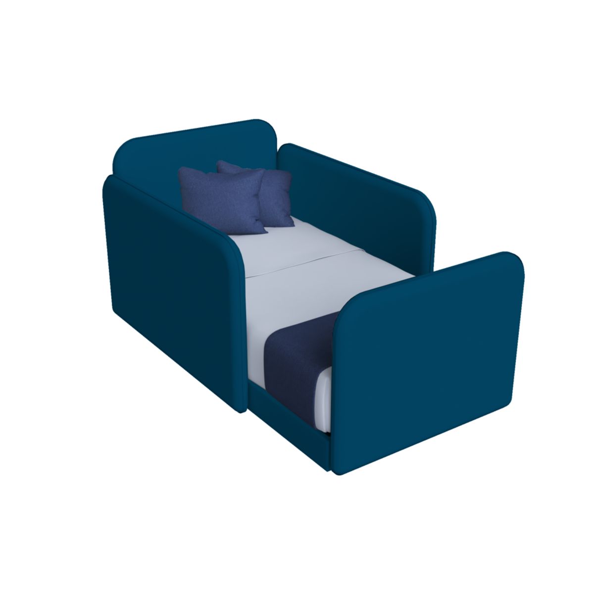MUEBLES MACRUMO - Cama Montessori Tapizada Evolutiva Desarmable Premium de 2plz Azul