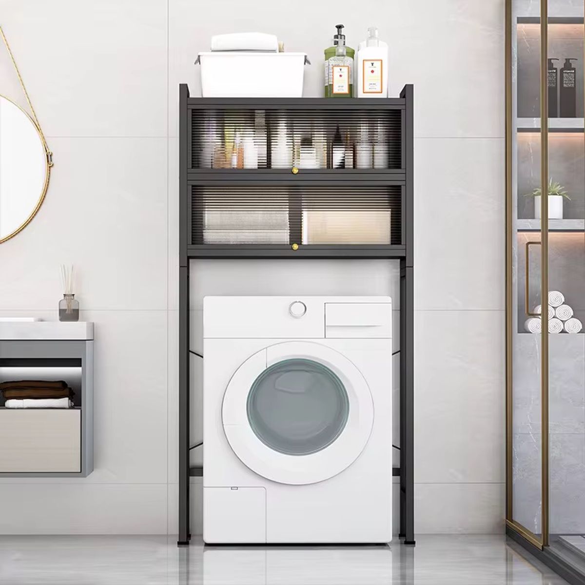 GENERICO - ORGANIZADOR DE LAVANDERIA 2 NIVELES NEGRO