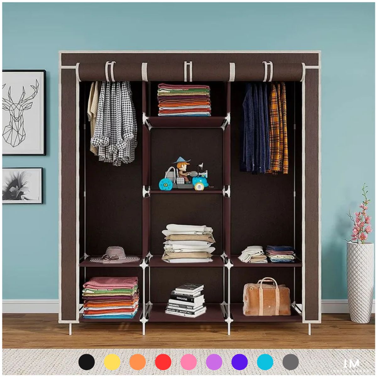 INSPIRA - Ropero armable de 3 cuerpos de tela color variado