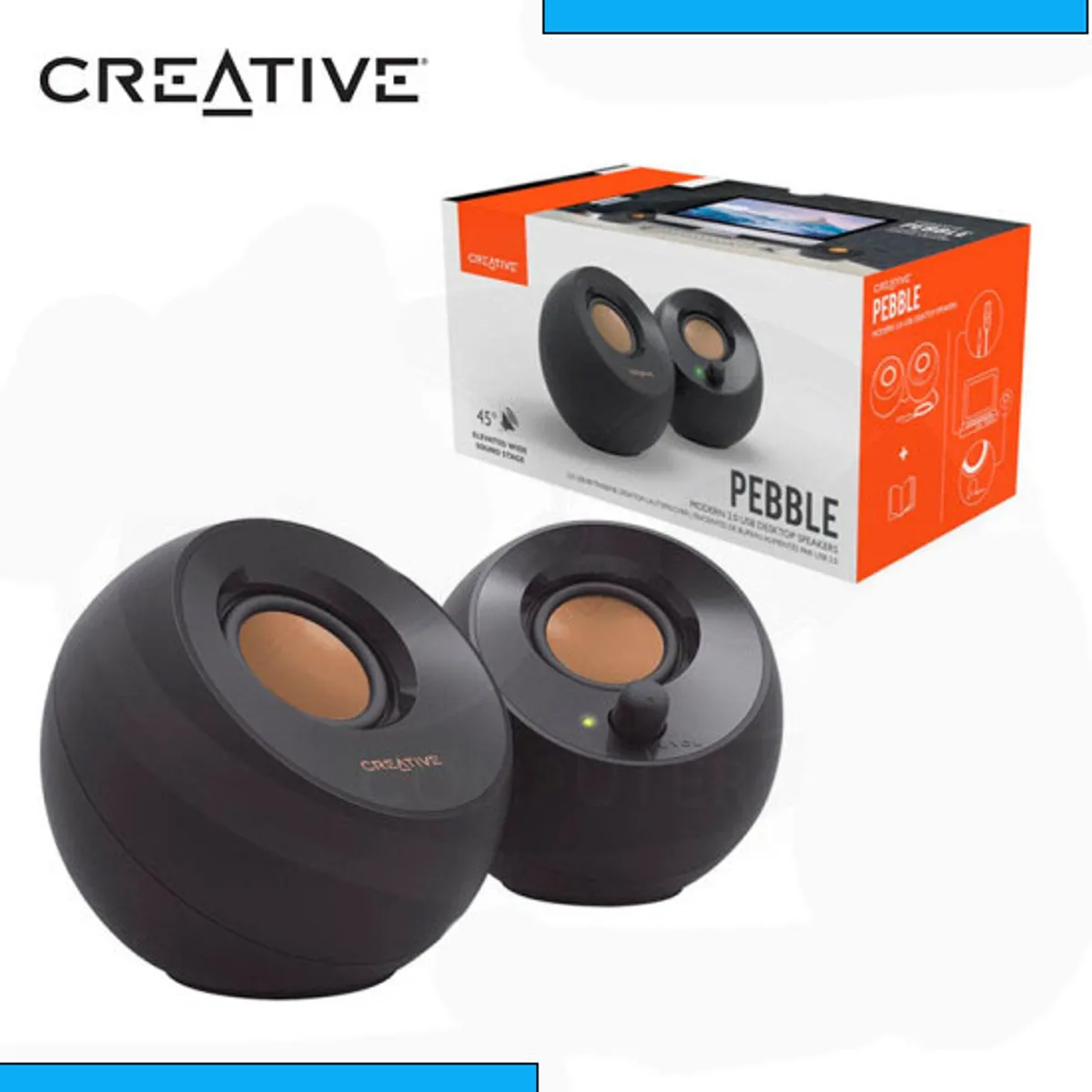 CREATIVE - PARLANTE CREATIVE PEBBLE 2.0 4.4W 3.5MM USB-POWER BLACK