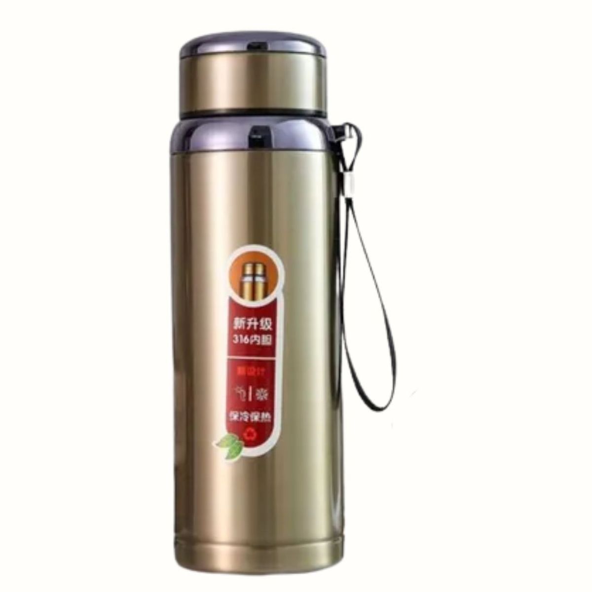 GENERICO - Botella Termica De Acero Inoxidable 1000ML Dorado