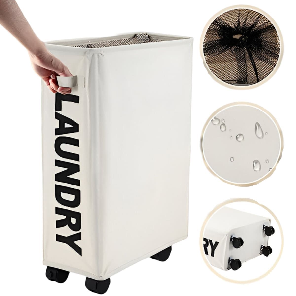Cesta De Lavandería Multiuso Plegable Laundry Blanco Crema, marca ELMEJORPRECIO - Foto Principal