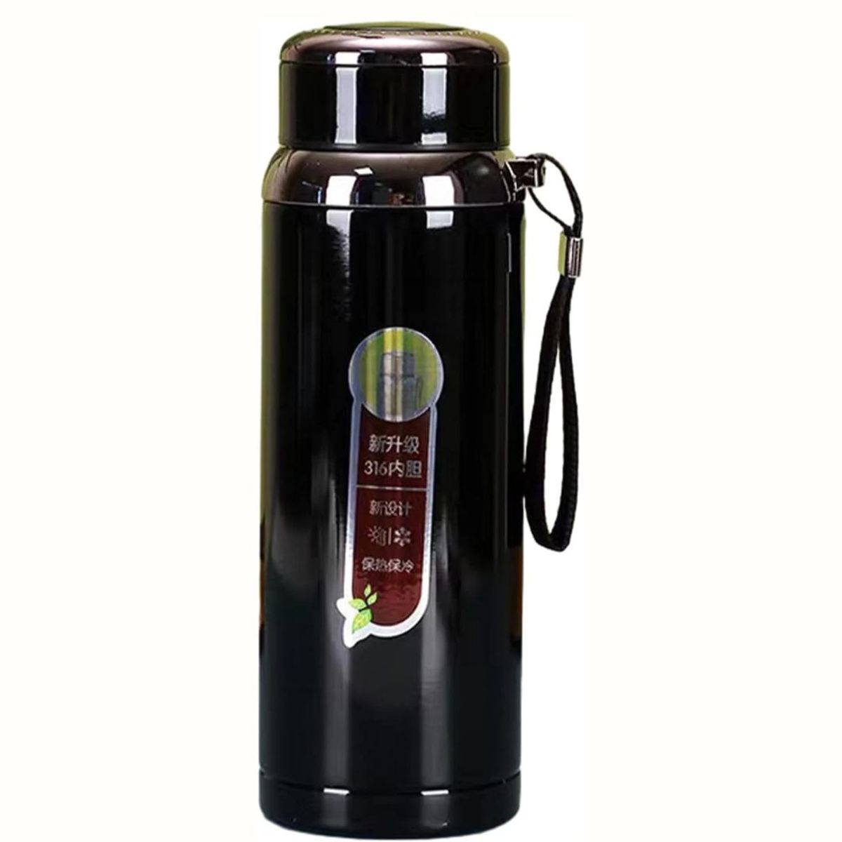 GENERICO - Botella Termica De Acero Inoxidable 1000ML Negro