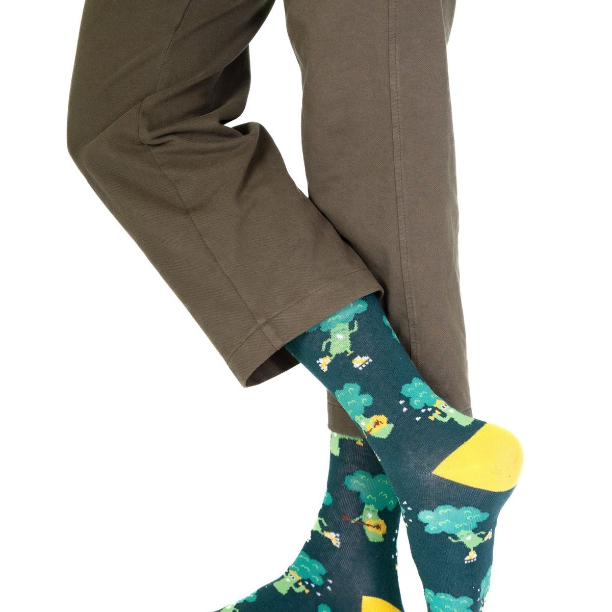 BILLY BROWN - Medias Broccoli Coloridos con Diseño Unisex 1 Par