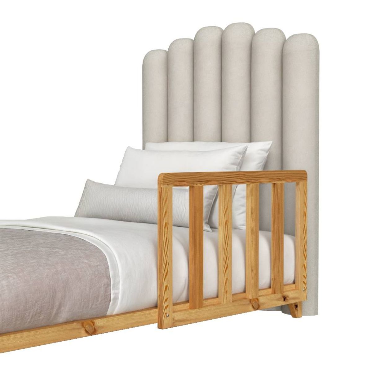 MUEBLES MACRUMO - Cama Tapizada Oporto Premium de 15plz Color Gris Tela antifluido