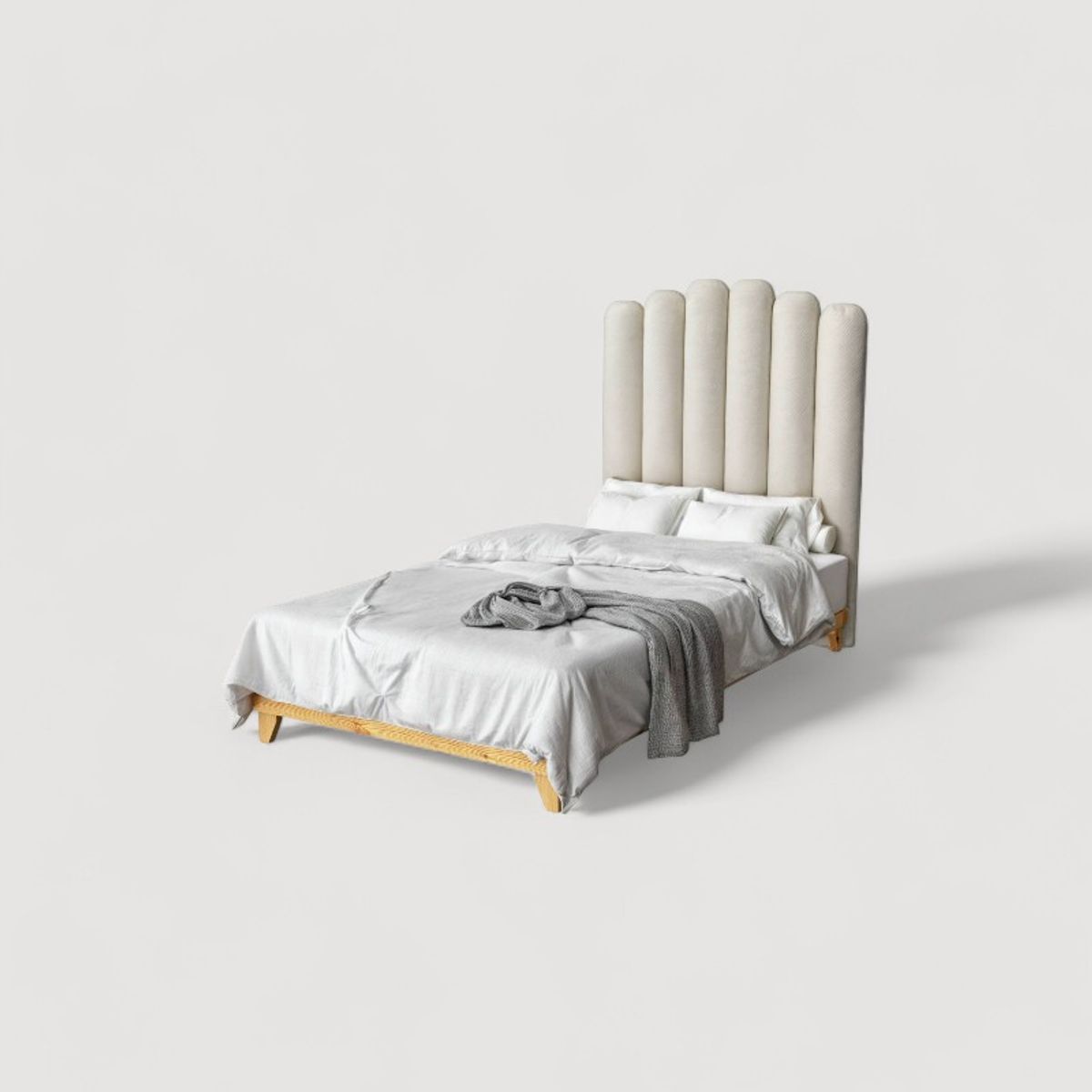 MUEBLES MACRUMO - Cama Tapizada Oporto Premium de 2plz Color Gris Tela antifluido