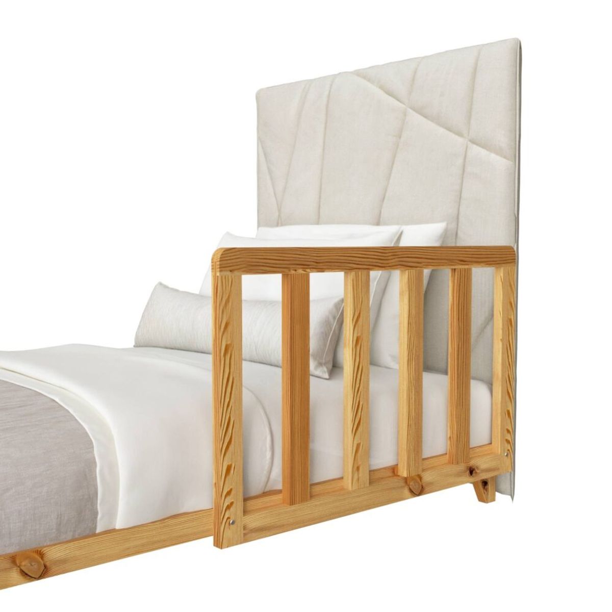 MUEBLES MACRUMO - Cama Tapizada Bilbao Premium de 2plz Gris Tela antifluido