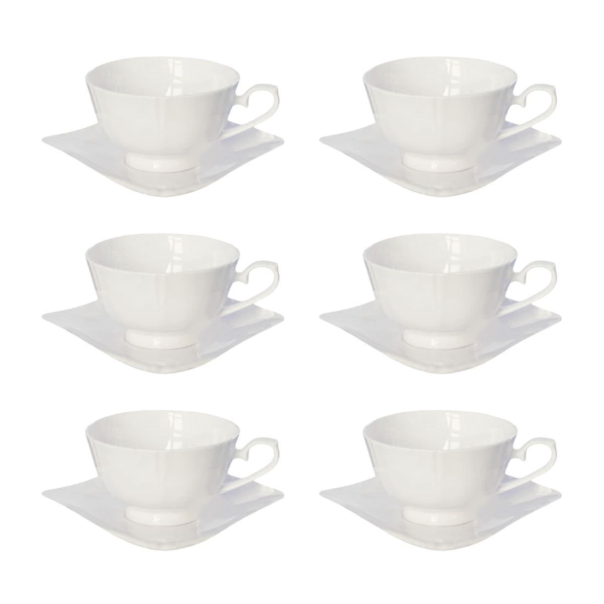 INSPIRA - Set de 6 Tazas y Plato de Cerámica Lisa 200 ml