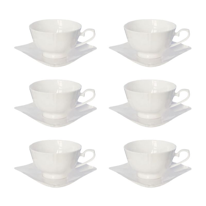 INSPIRA - Set de 6 Tazas y Plato de Cerámica Lisa 200 ml