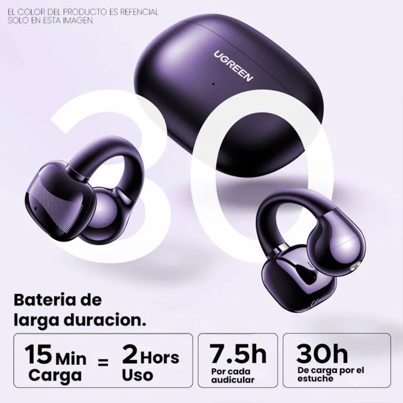 UGREEN - Auriculares Deportivos UGREEN HiTune S3 Open-Ear  Batería Purpura